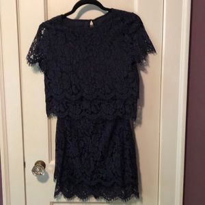 Two piece navy lace dress